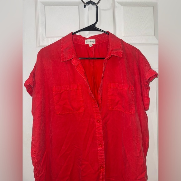 Red Button Down Dress by Wonderly - Picture 3 of 6